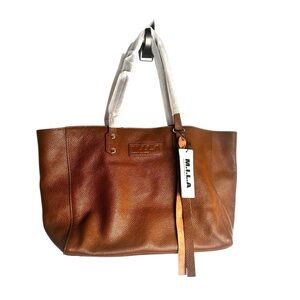 M.I.L.A Pebbled Leather Tote Bag Brown Made in Los Angeles NEW!